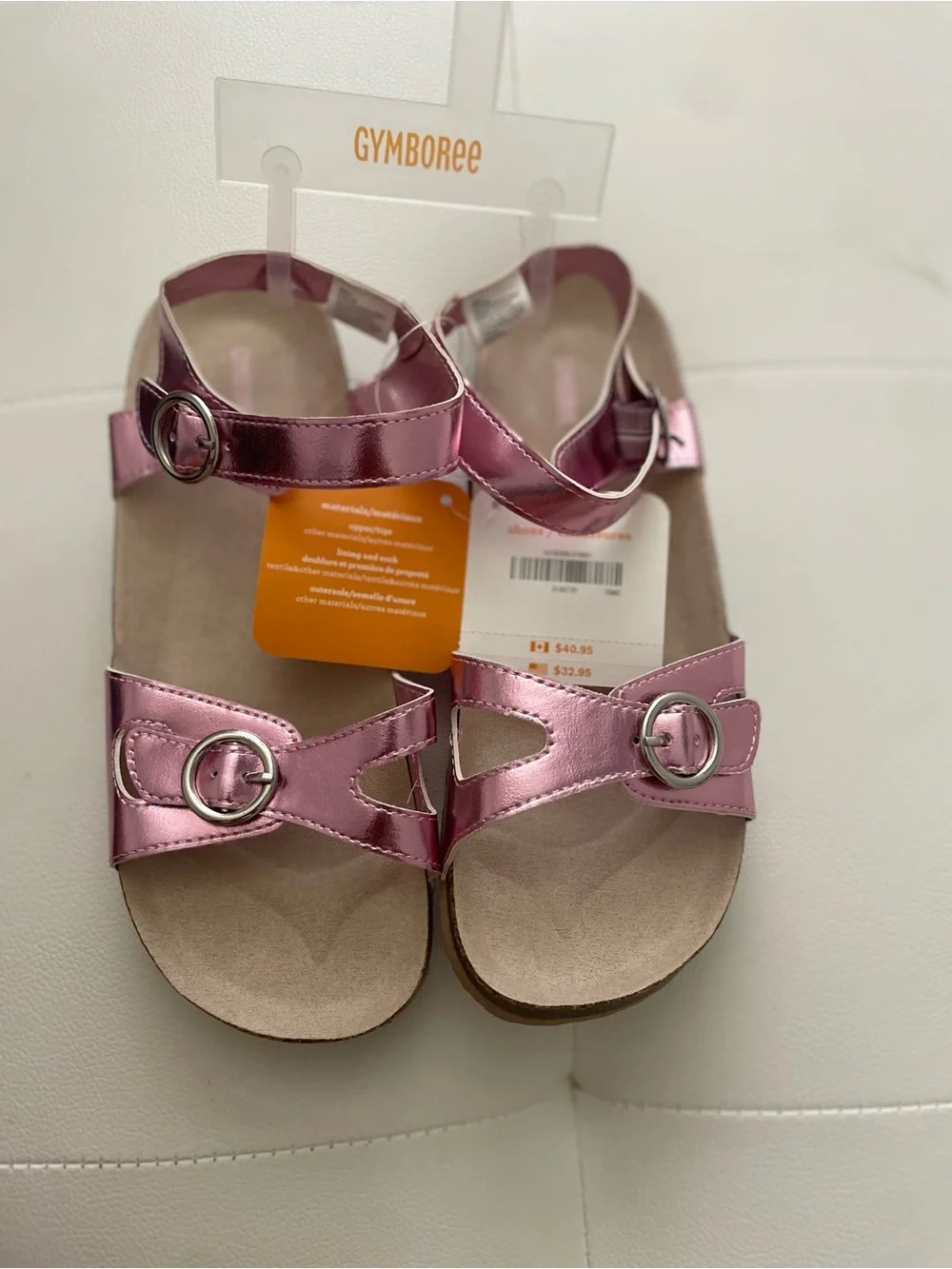 Gymboree Girl’s Pink Metallic Buckle Sandals - Kids Shoes